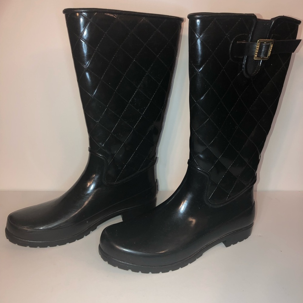 Sperry Pelican Quilted Black Rain Boots size 10